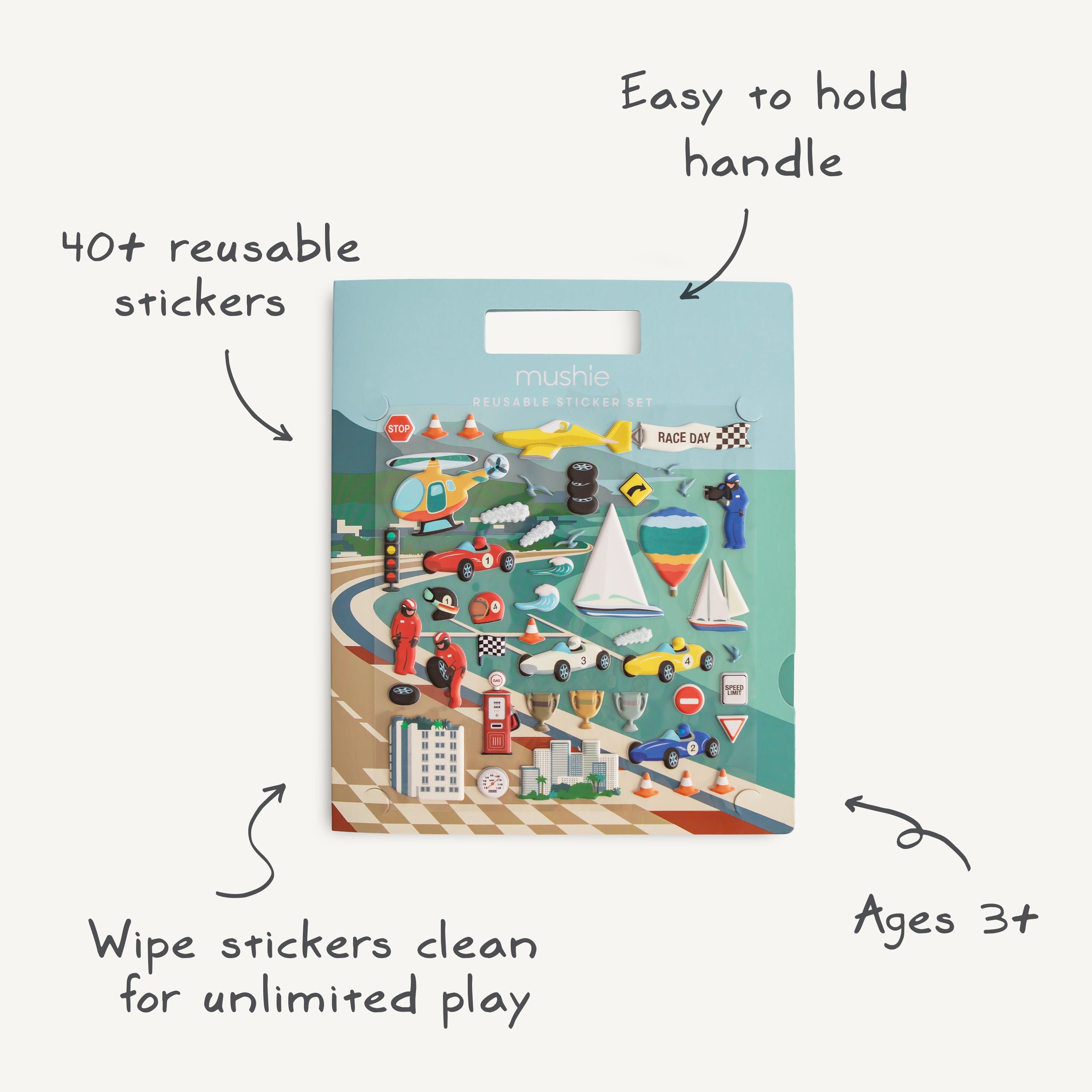 Reusable Sticker Set (Race Cars) Sticker Set Mushie