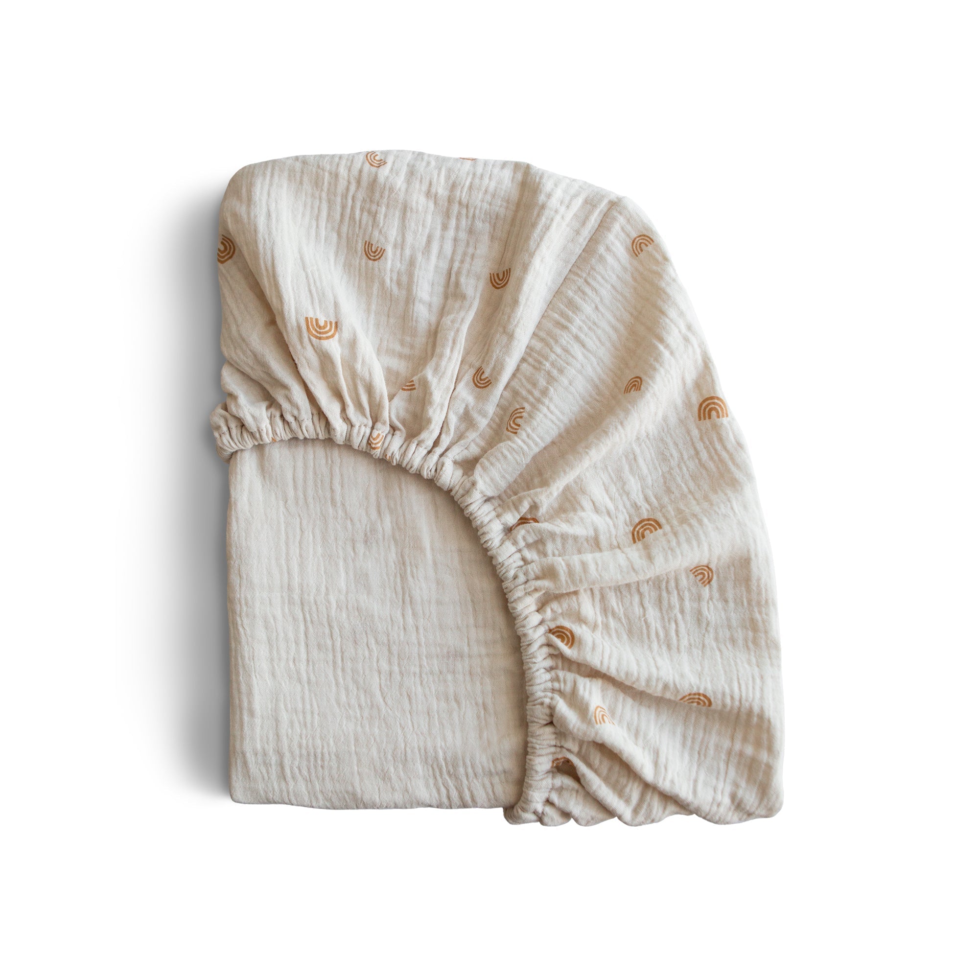 Mini Muslin Crib Sheet mini crib sheet Mushie Rainbows