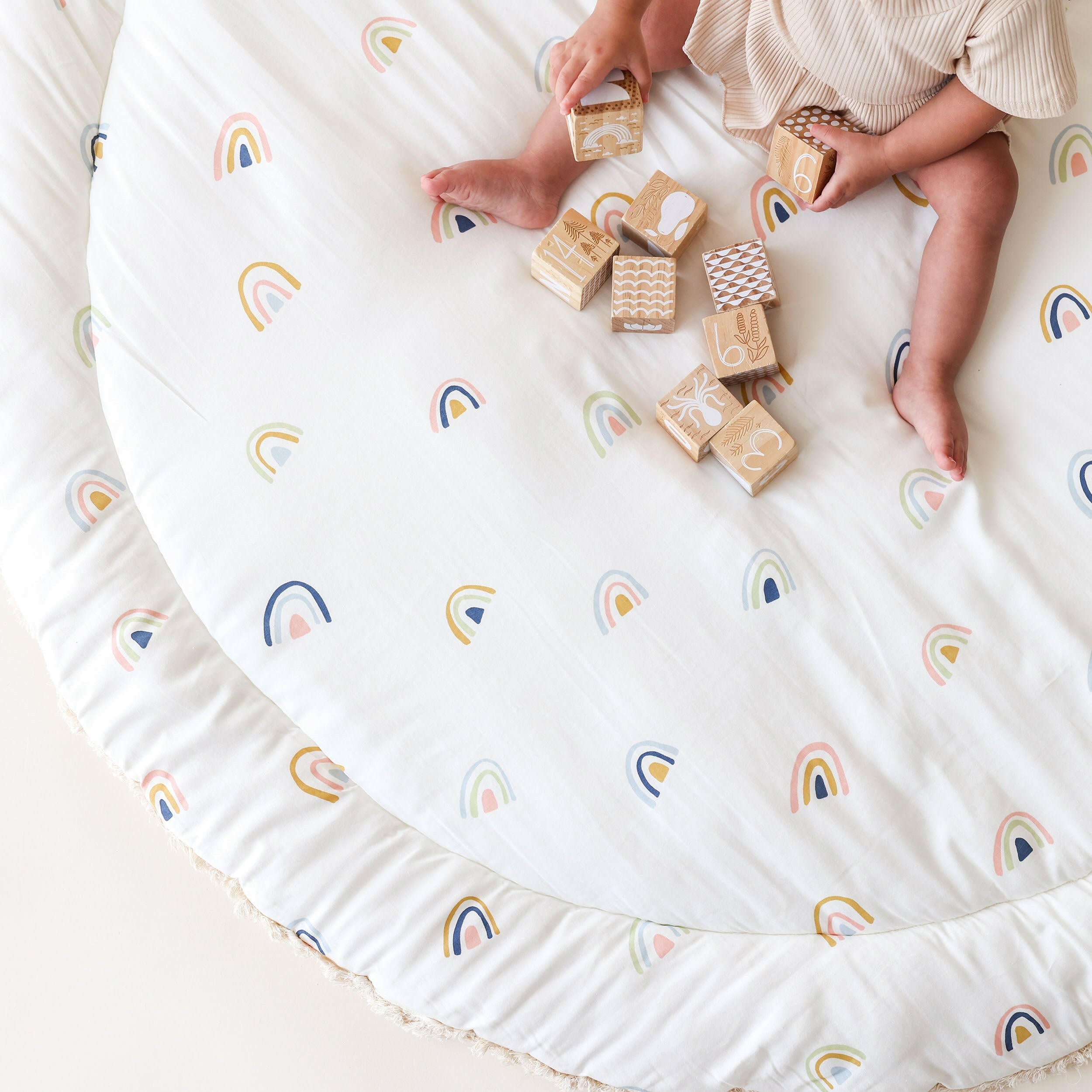 Organic Baby Play Mat - Rainbow and Ivory Play Mat Makemake Organics