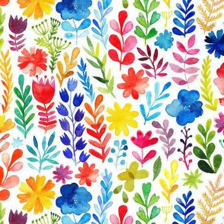 Rainbow Watercolor Floral Splash Mat - A Waterproof Catch-All for Highchair Spills and More! BapronBaby