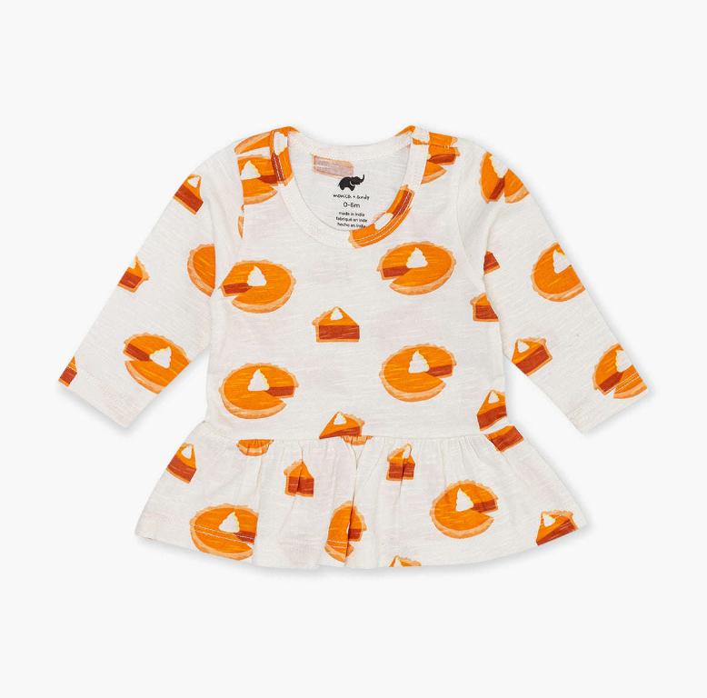 Long Sleeve Peplum Tee - Pumpkin Pie