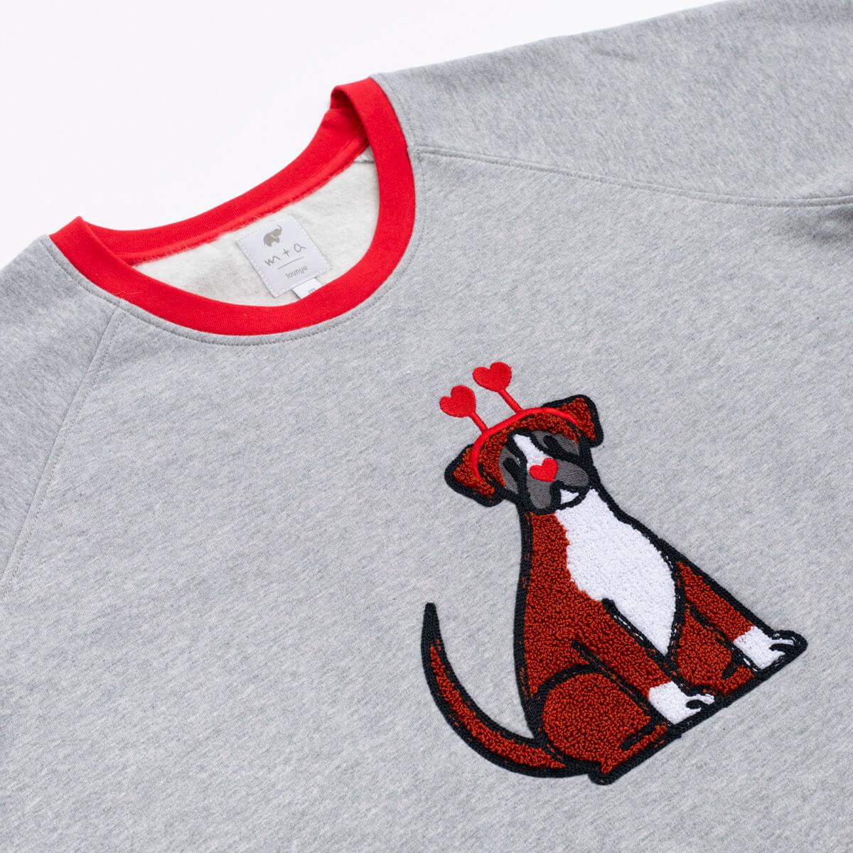 Adult Embroidered Crewneck Sweatshirt - Valentine's Day Dogs