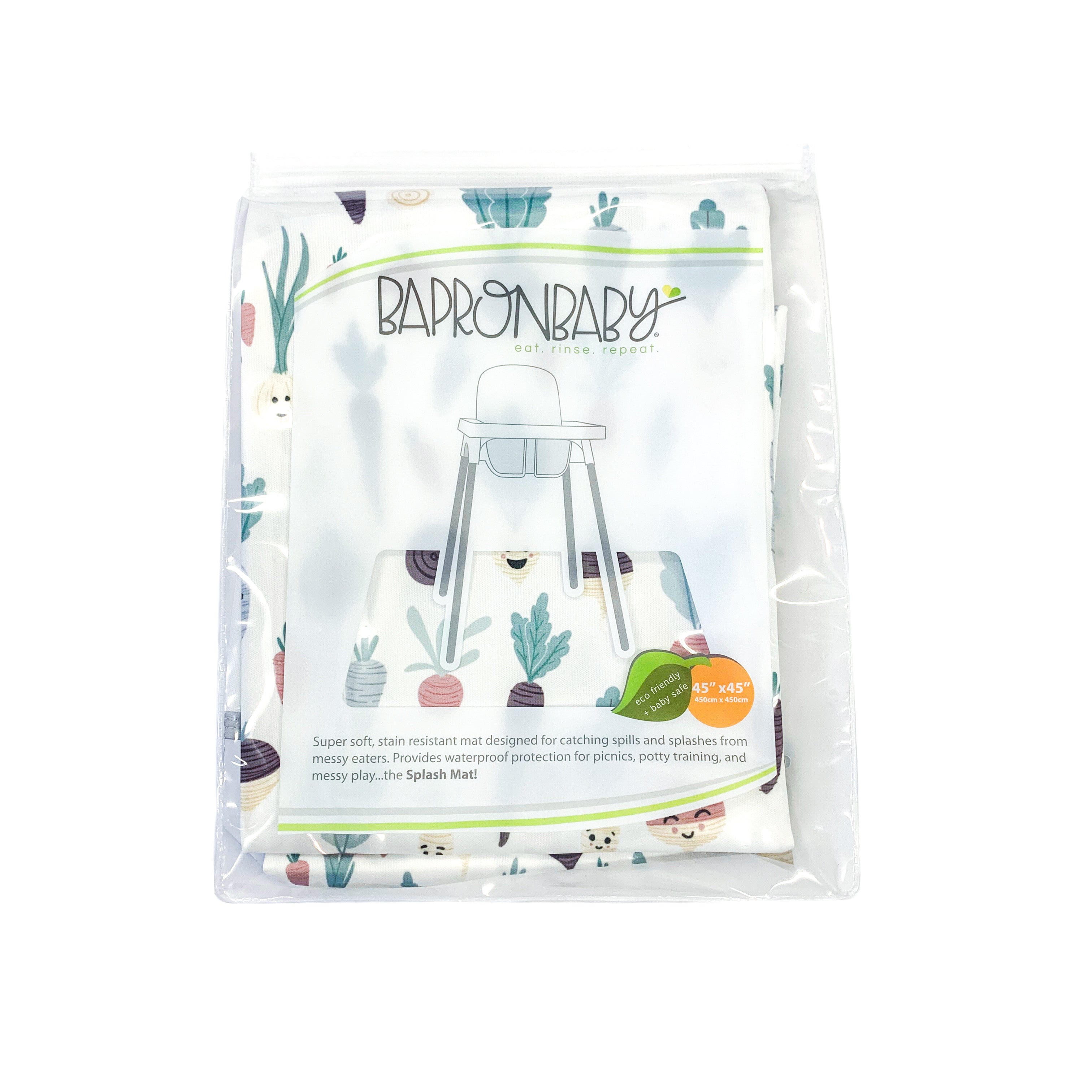 Root Veggies Splash Mat - A Waterproof Catch-All for Highchair Spills and More! BapronBaby