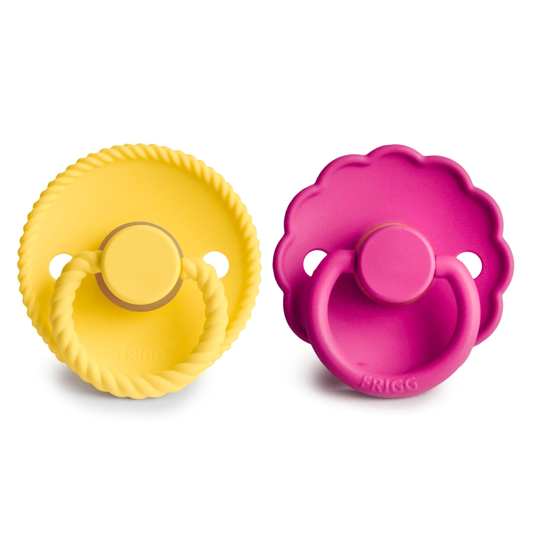 FRIGG Rope/Daisy Natural Rubber Pacifier (Sunflower/Fuchsia) 2-Pack (6-18 Months) FRIGG PACIFIERS Mushie