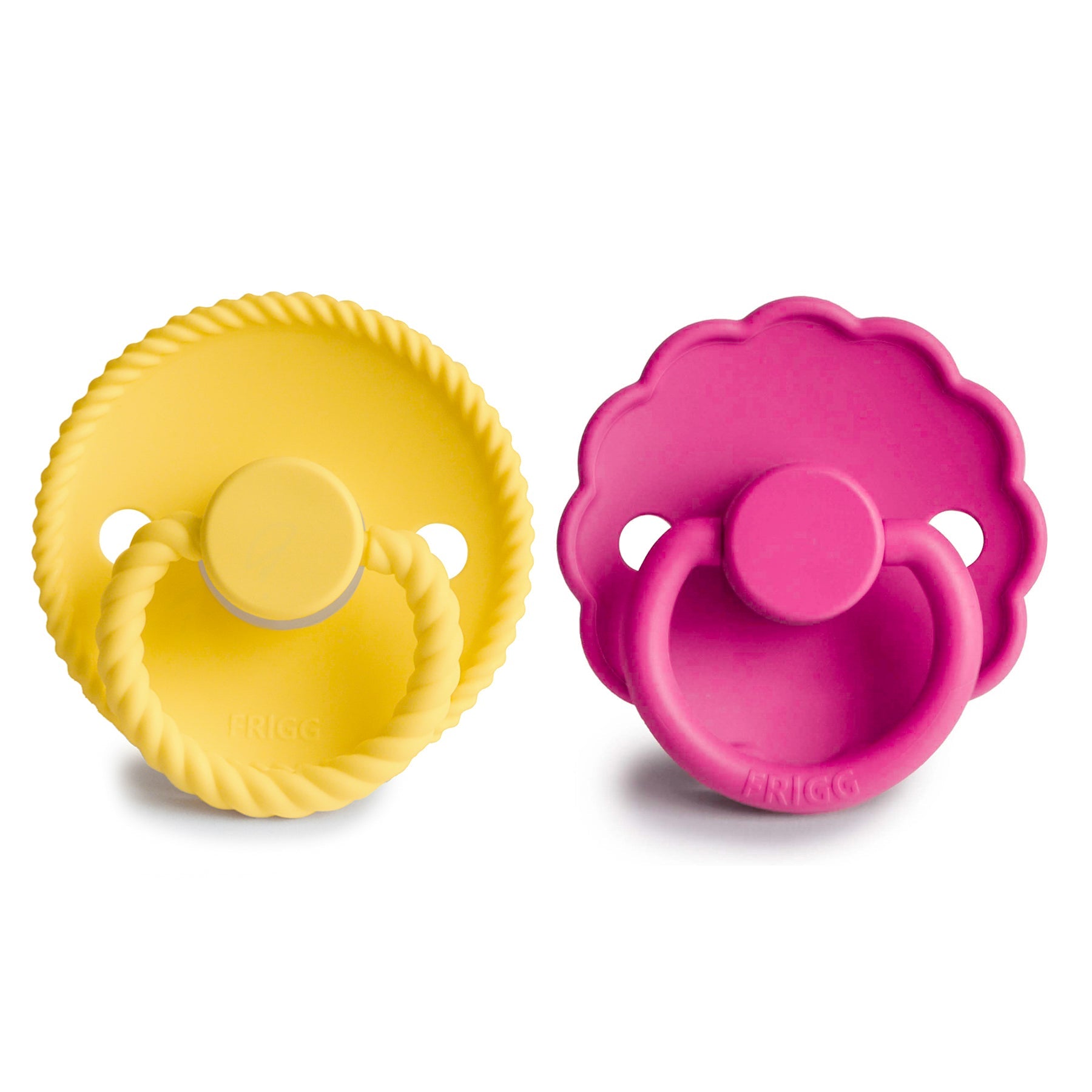 FRIGG Rope/Daisy Silicone Pacifier (Sunflower/Fuchsia) 2-Pack (6-18 Months) FRIGG PACIFIERS Mushie