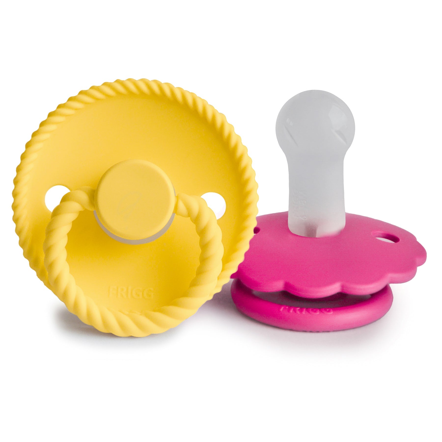 FRIGG Rope/Daisy Silicone Pacifier (Sunflower/Fuchsia) 2-Pack (6-18 Months) FRIGG PACIFIERS Mushie