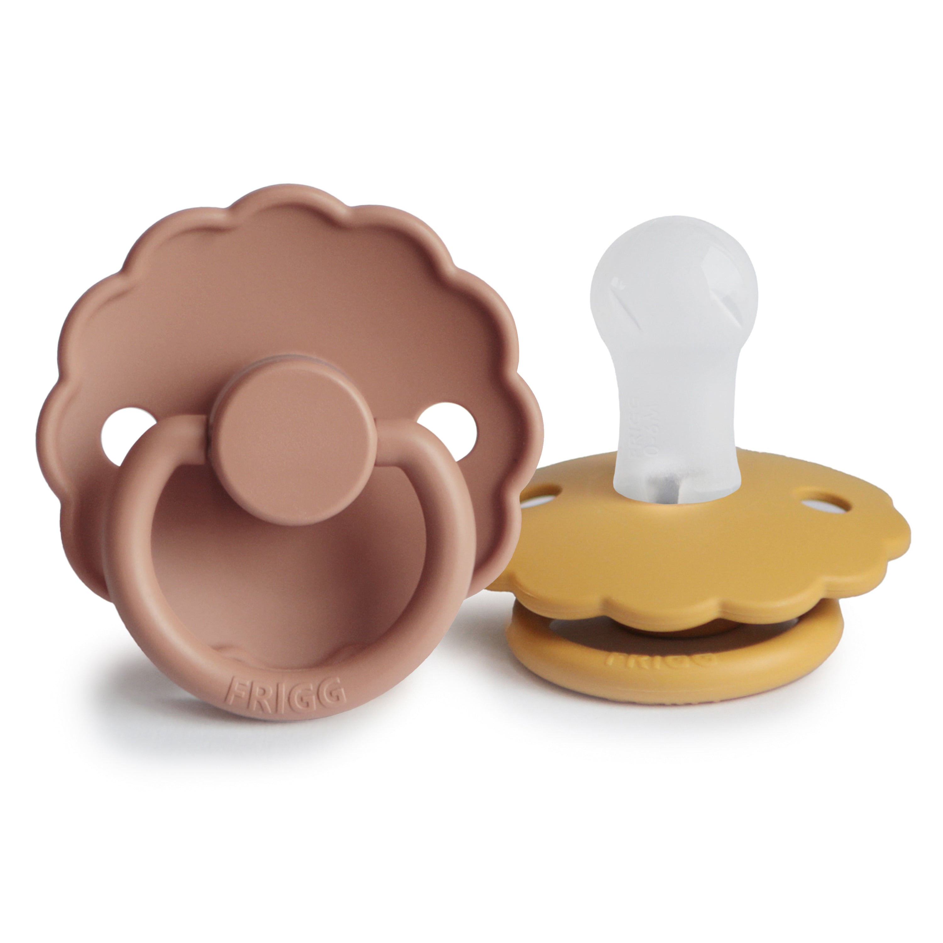 FRIGG Daisy Silicone Pacifier 2-Pack FRIGG PACIFIERS Mushie Rose Gold/Honey Gold 0-6 months