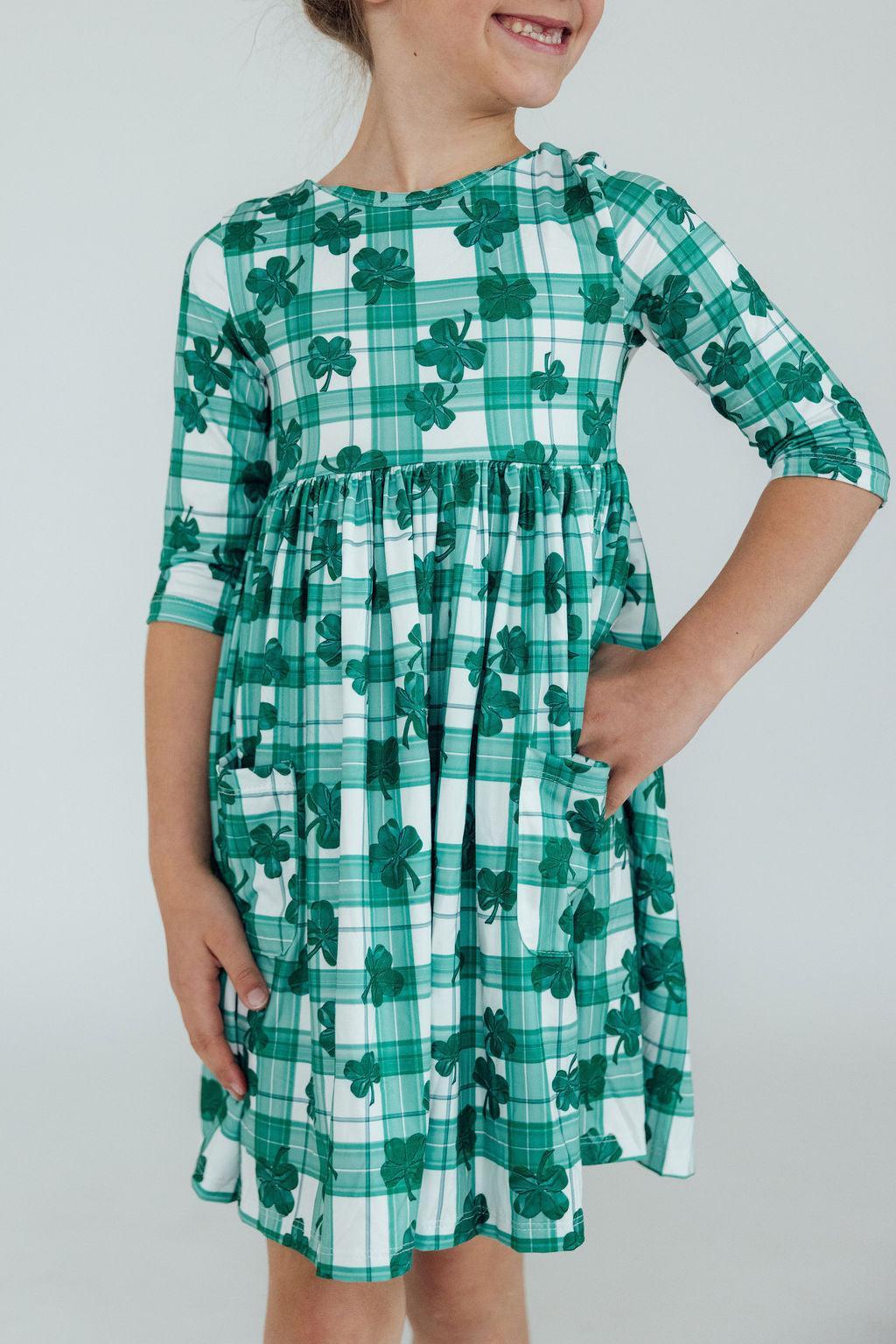 SALE Lucky One 3/4 Sleeve Pocket Twirl Dress