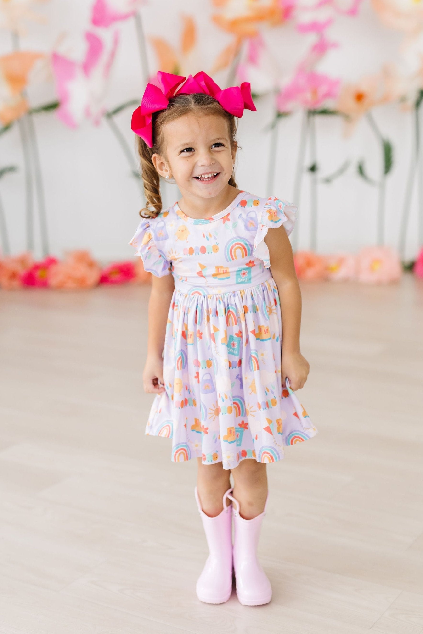 SALE Rainy Day Flutter Sleeve Twirl Dress