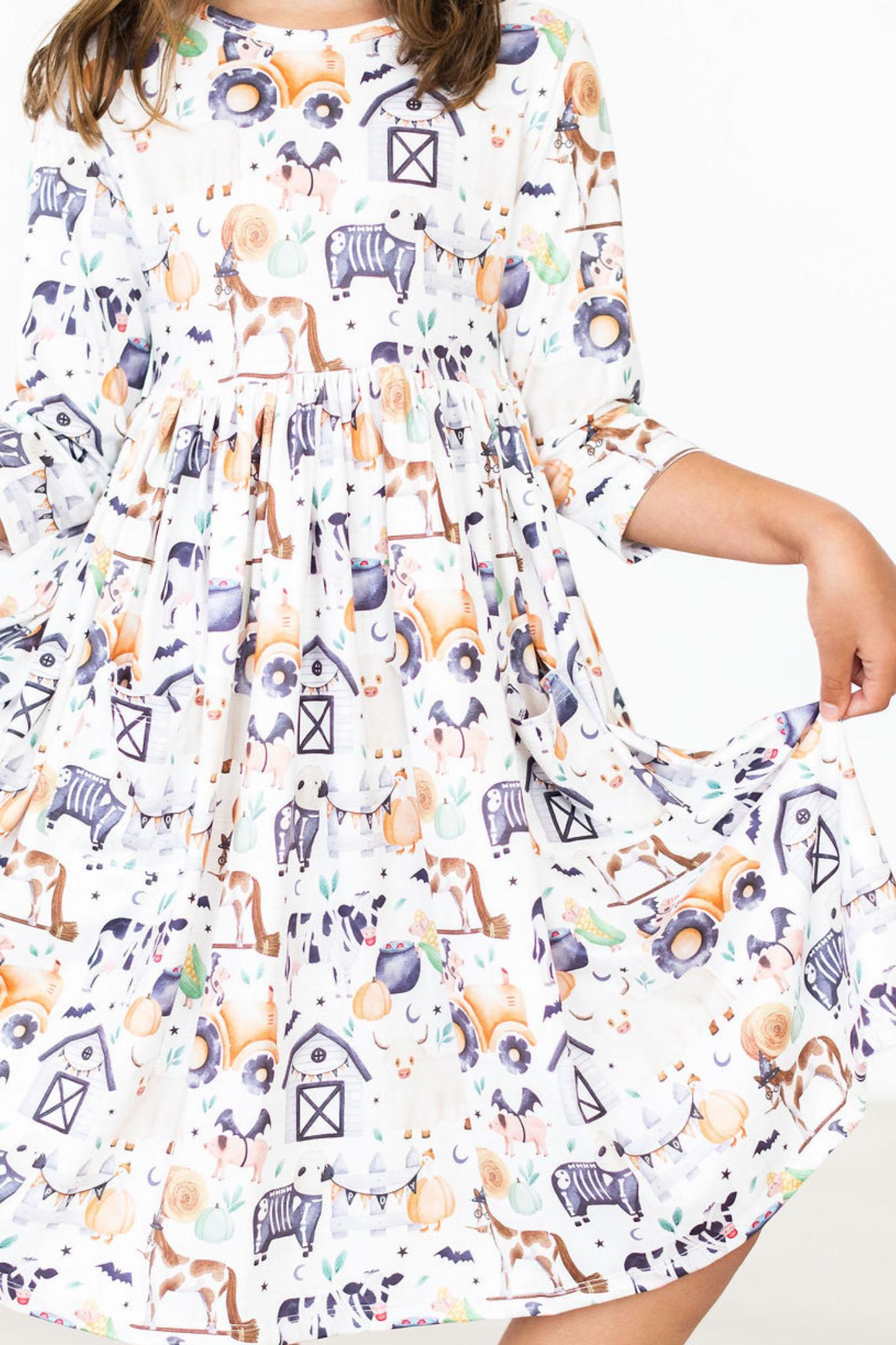 SALE Stay Spooky 3/4 Sleeve Pocket Twirl Dress