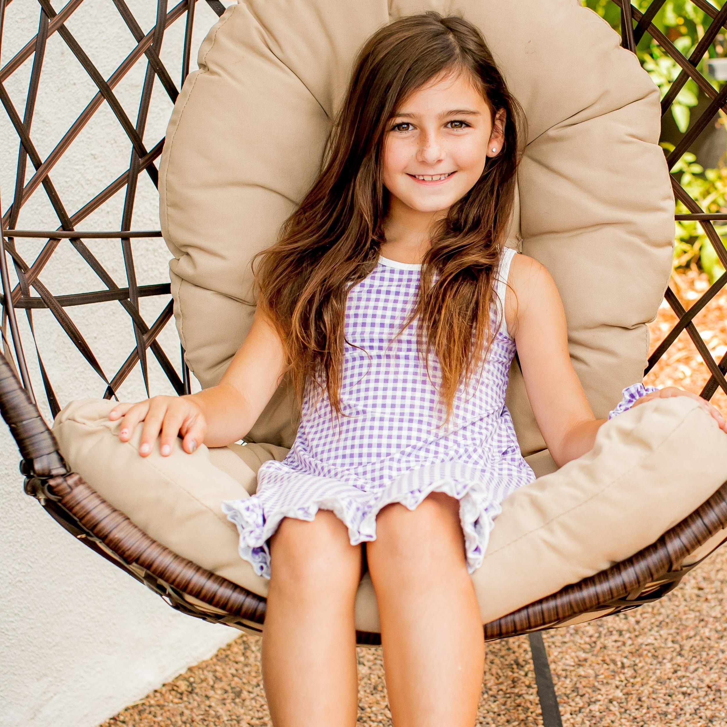 Summer Boho Dress - Gingham Purple