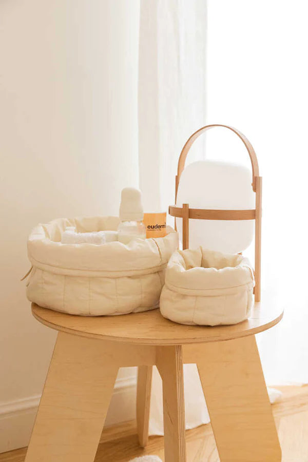 SET OF TWO QUILTED BASKETS NATURAL Little Wonder & Co