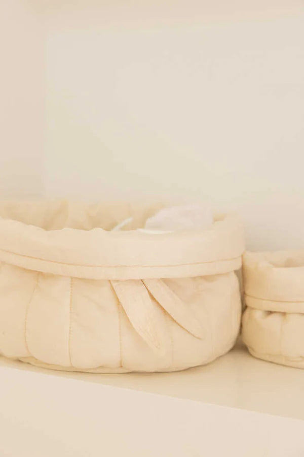 SET OF TWO QUILTED BASKETS NATURAL Little Wonder & Co