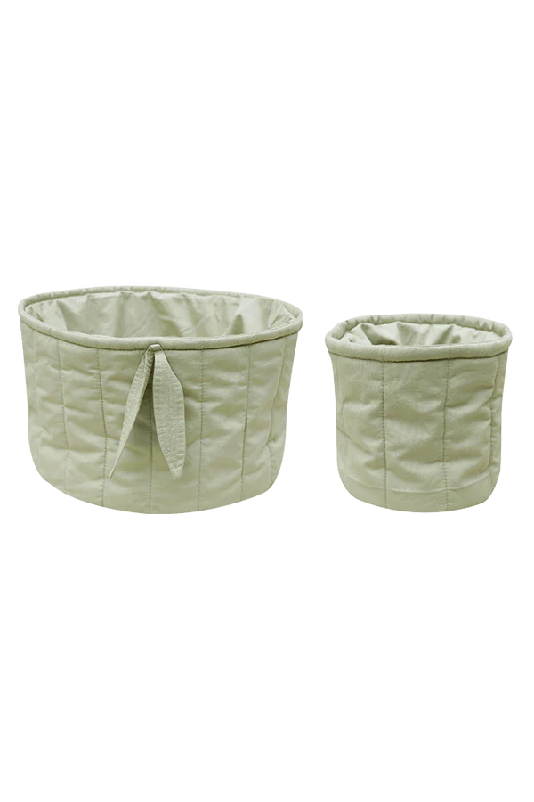 SET OF TWO QUILTED BASKETS OLIVE Little Wonder & Co