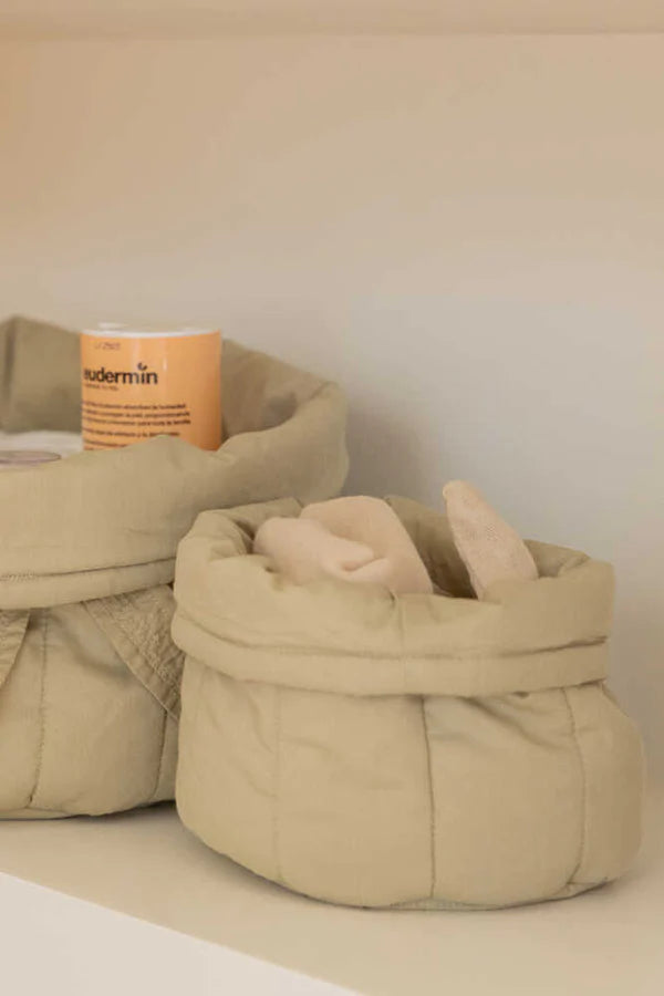 SET OF TWO QUILTED BASKETS OLIVE Little Wonder & Co