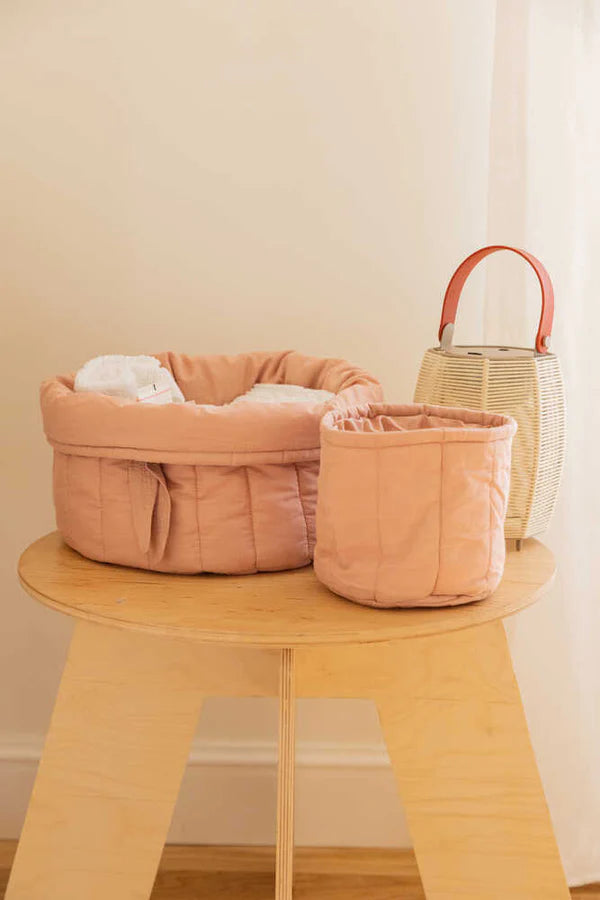 SET OF TWO QUILTED BASKETS VINTAGE NUDE Little Wonder & Co