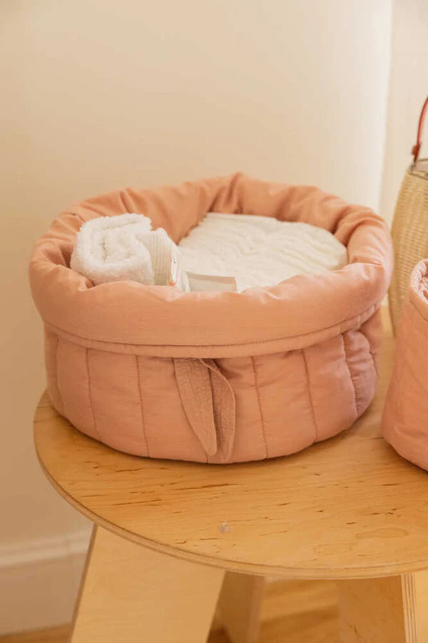 SET OF TWO QUILTED BASKETS VINTAGE NUDE Little Wonder & Co