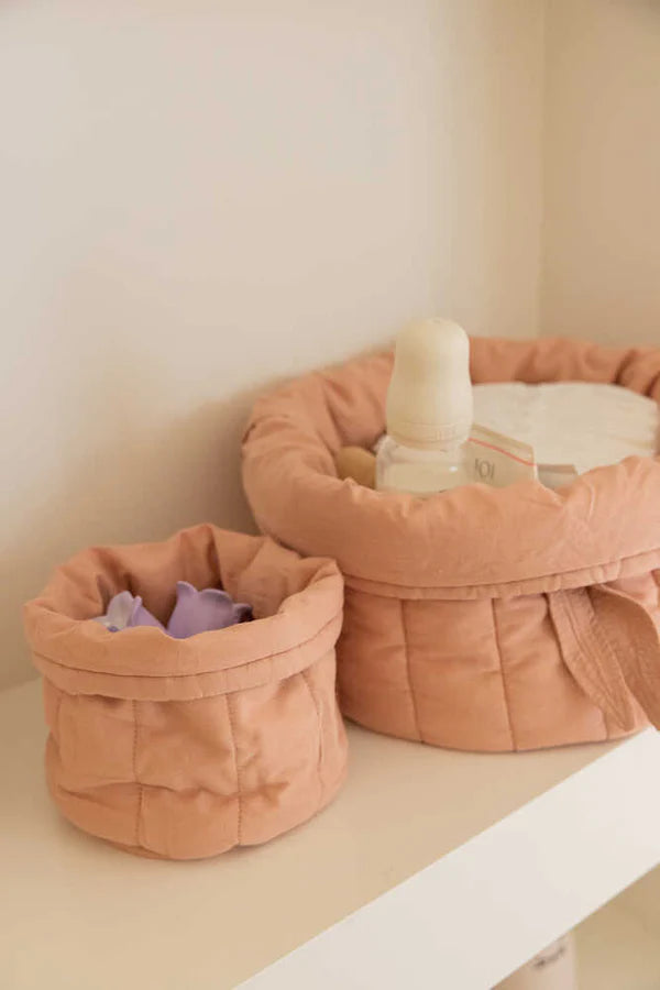 SET OF TWO QUILTED BASKETS VINTAGE NUDE Little Wonder & Co