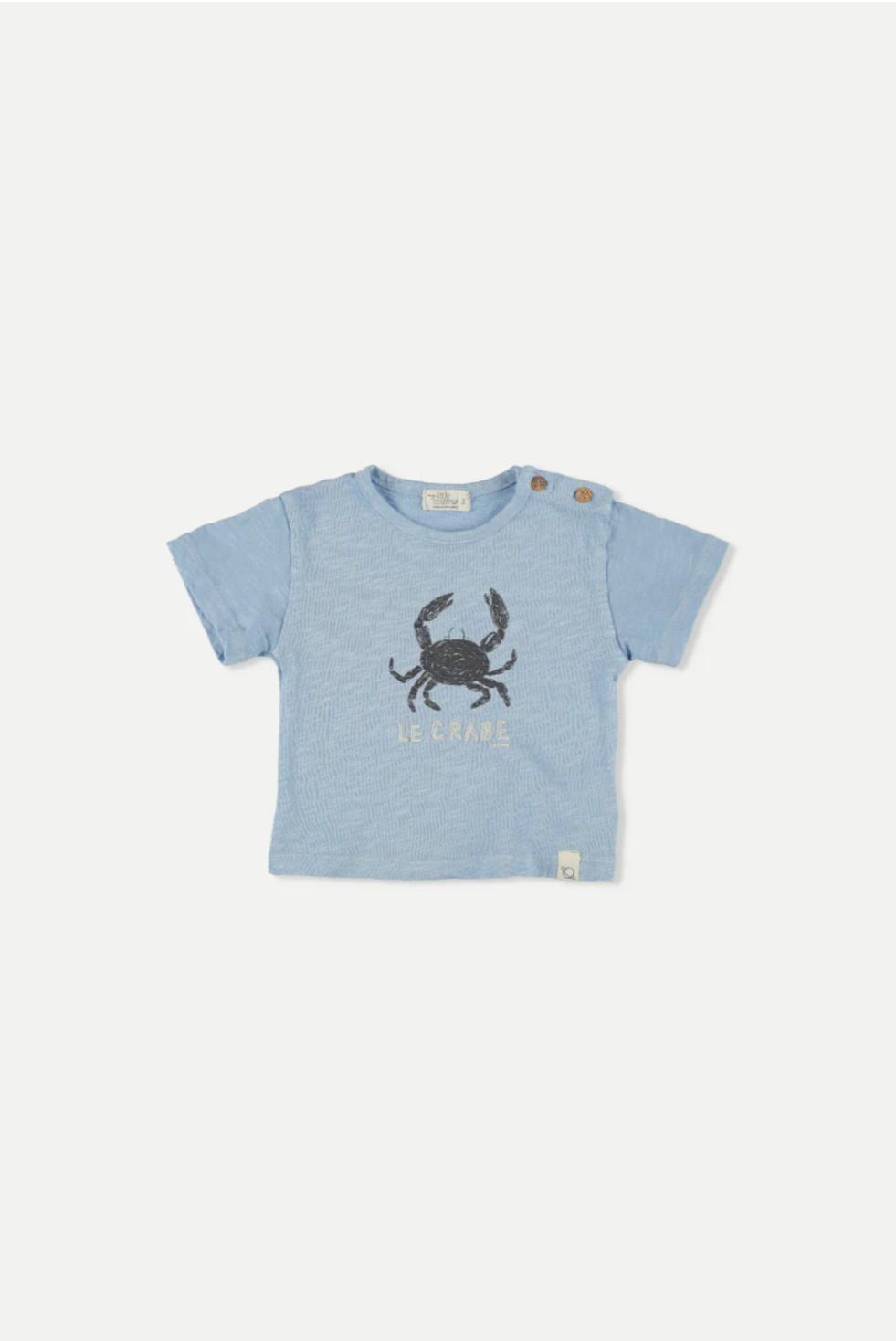 Baby Slub Print T-Shirt Crabe - Blue