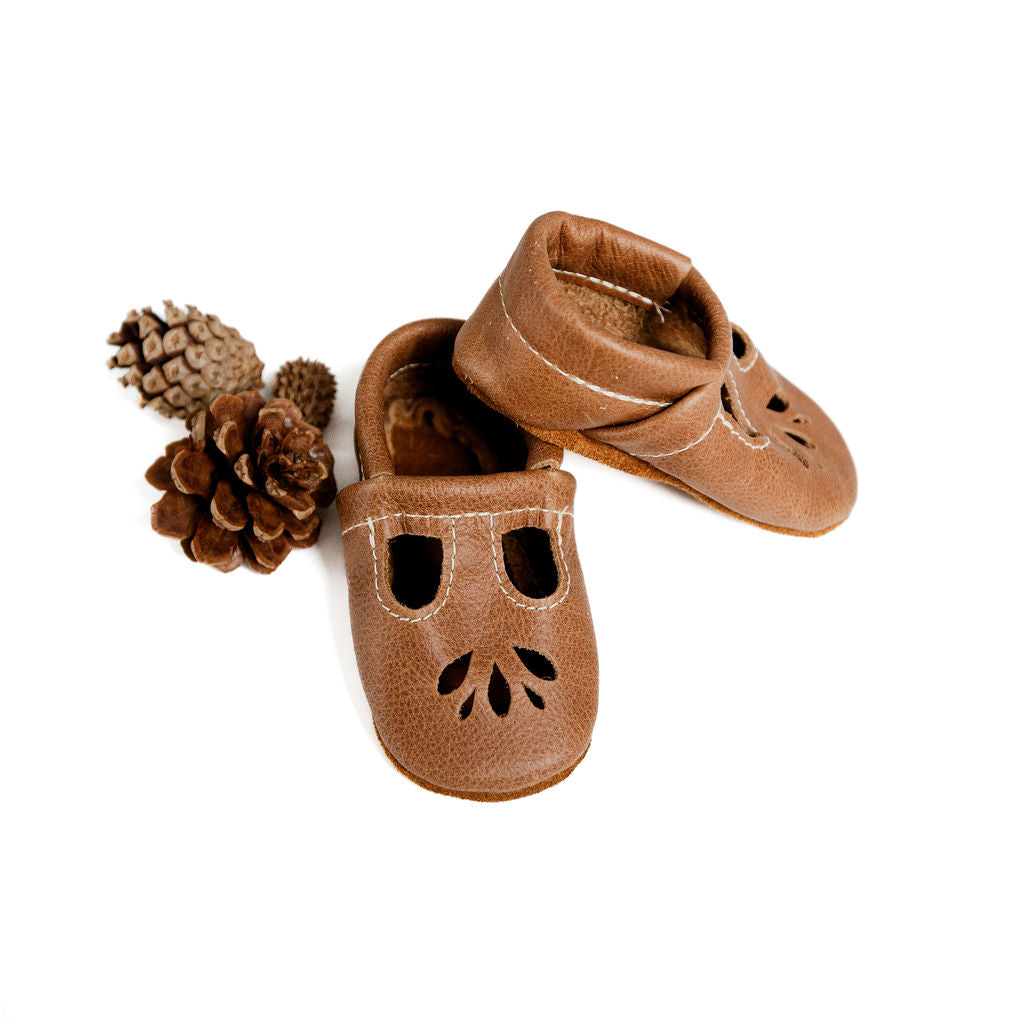 Caramel LOTUS T-strap Shoes Baby and Toddler Baby Shoes Starry Knight Design