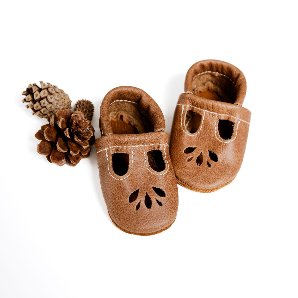 Caramel LOTUS T-strap Shoes Baby and Toddler Baby Shoes Starry Knight Design