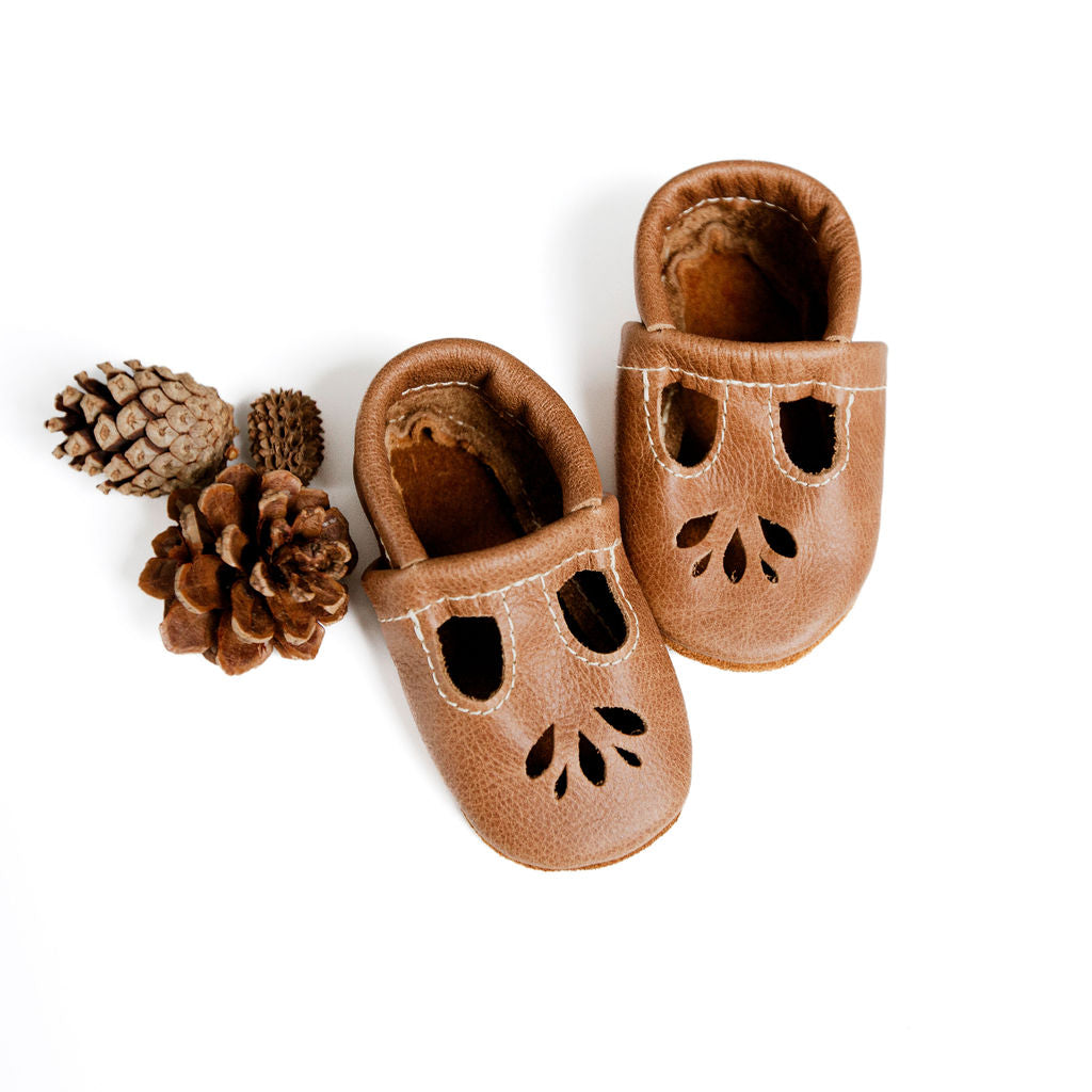 Caramel LOTUS T-strap Shoes Baby and Toddler Baby Shoes Starry Knight Design