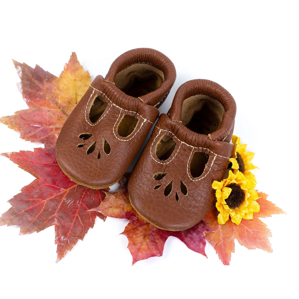 Chestnut LOTUS T-strap Shoes Baby and Toddler Baby Shoes Starry Knight Design