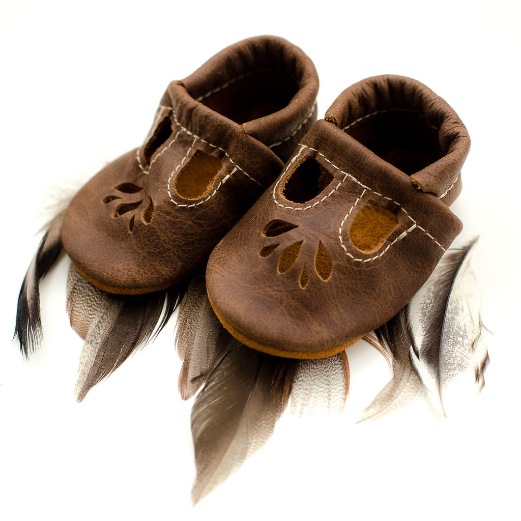 Carob LOTUS T-strap Shoes Baby and Toddler Baby Shoes Starry Knight Design