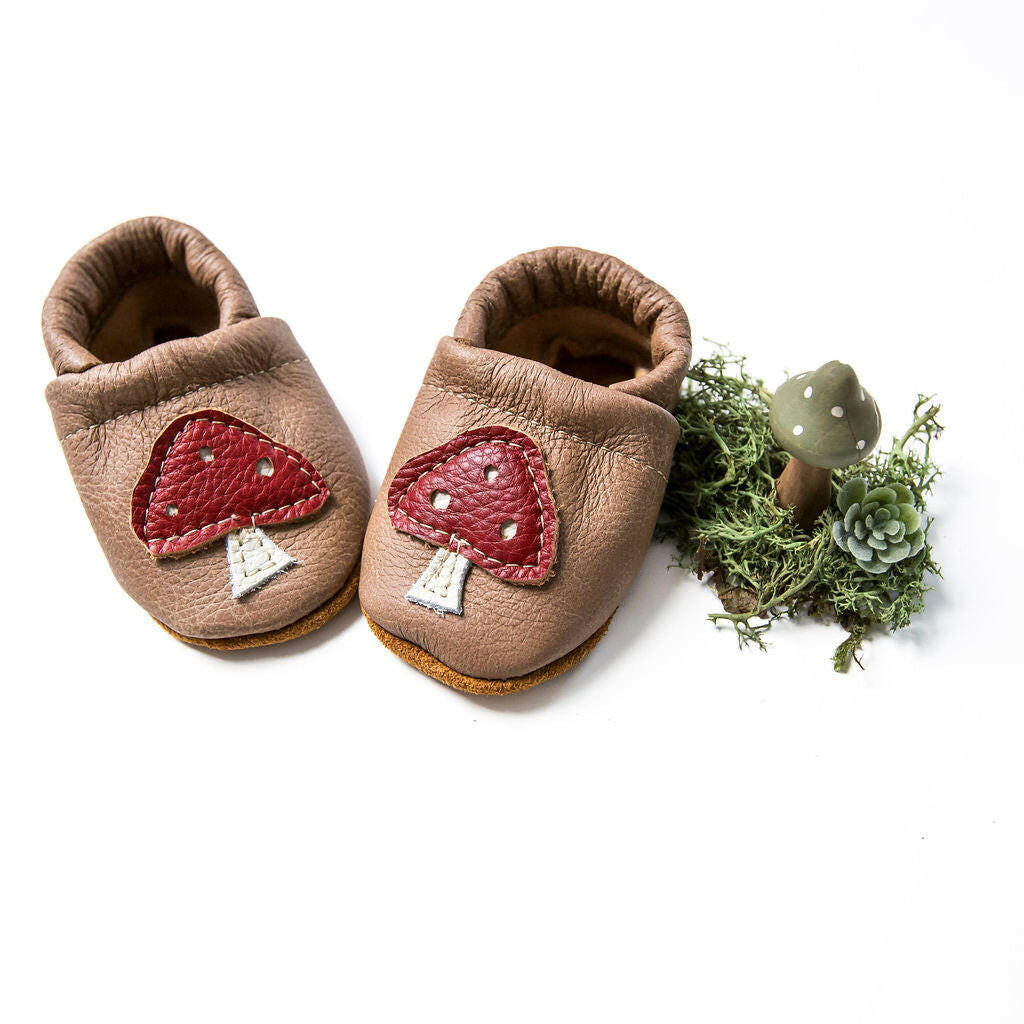 Mushrooms on Chai Leather Shoes Moccs Baby and Toddler Baby Shoes Starry Knight Design