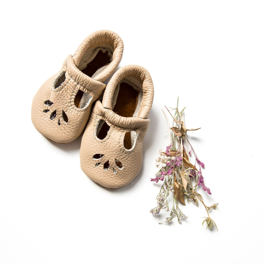 Flax LOTUS T-strap Shoes Baby and Toddler Baby Shoes Starry Knight Design