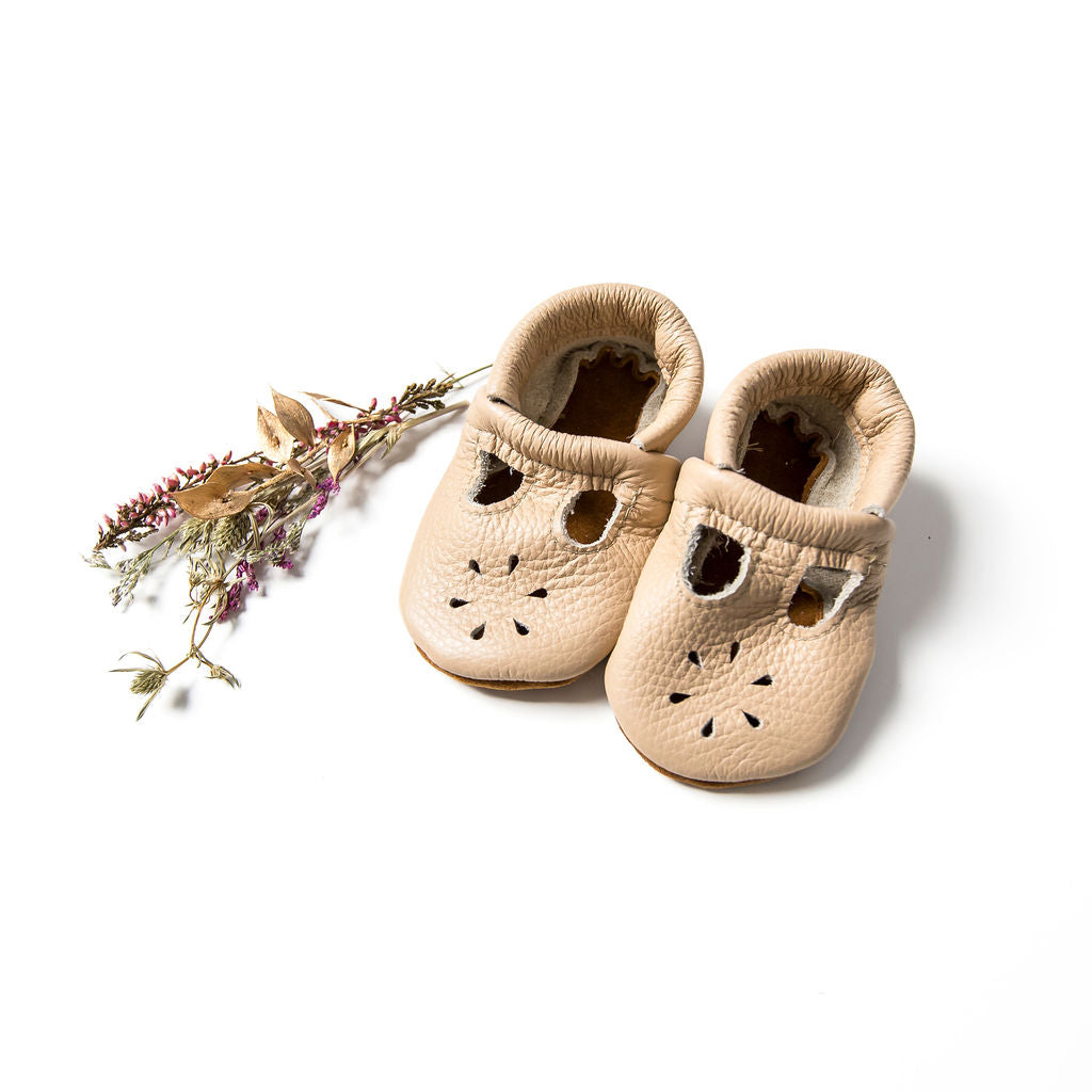 Flax T-strap Shoes Baby and Toddler Baby Shoes Starry Knight Design