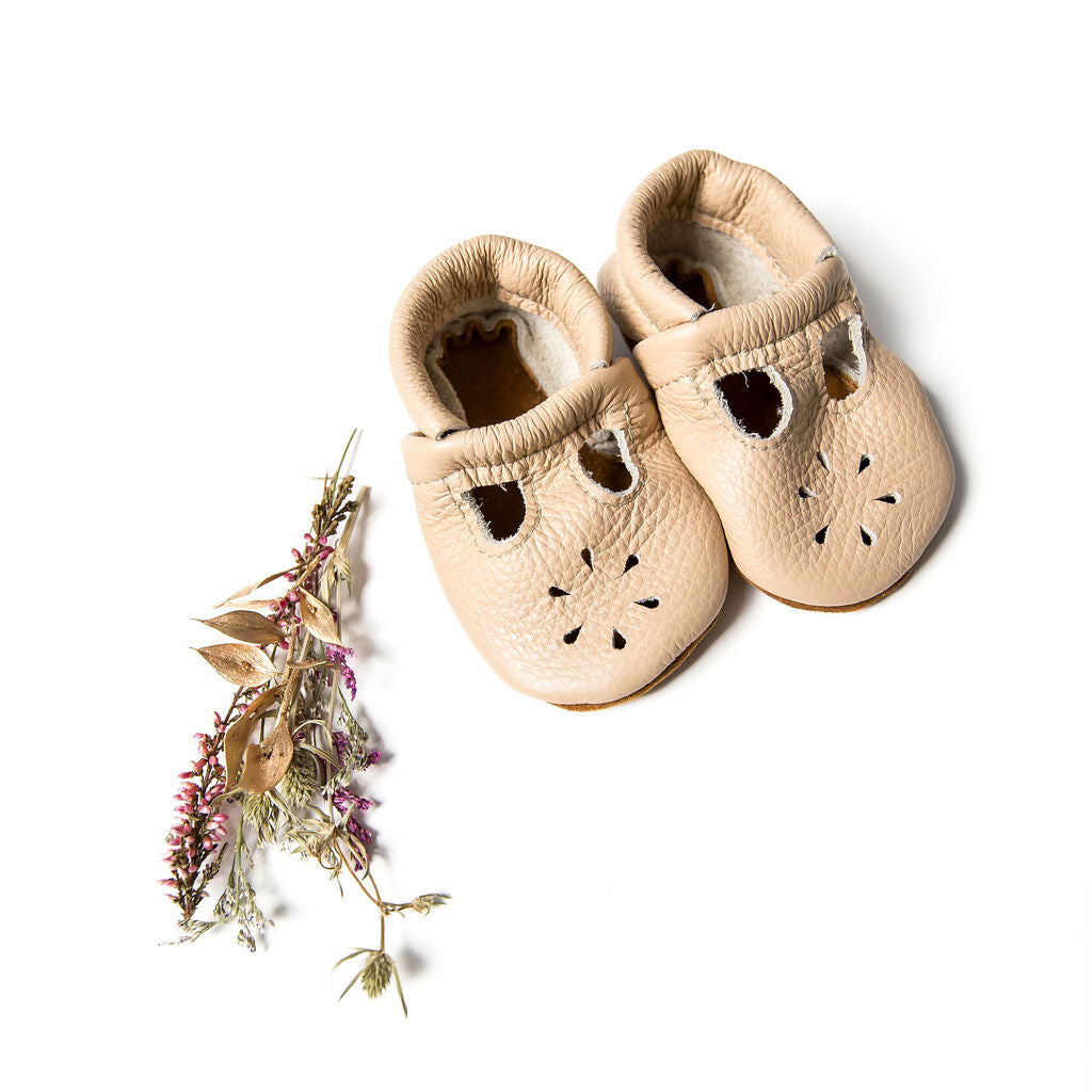 Flax T-strap Shoes Baby and Toddler Baby Shoes Starry Knight Design