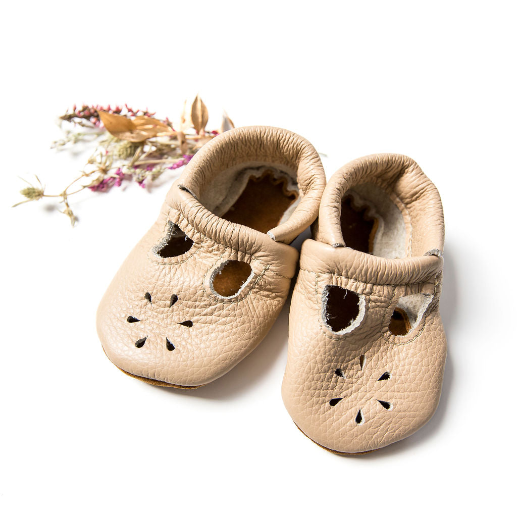 Flax T-strap Shoes Baby and Toddler Baby Shoes Starry Knight Design