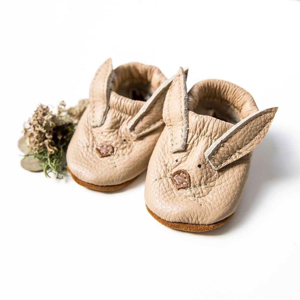Flax Bunnies // Cute Critters Leather Shoes Baby and Toddler Bunny Baby Shoes Starry Knight Design