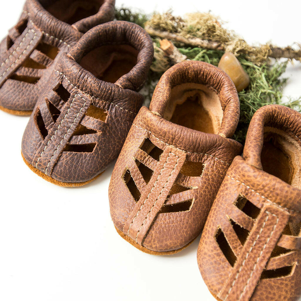 Sable & Sepia SEQUOIA Shoes Baby and Toddler Baby Shoes Starry Knight Design Sepia- lighter(right) 00 ( tiny) 3.65"