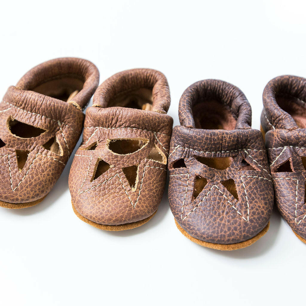 Sepia & Sable SUNRISE Shoes Baby and Toddler Baby Shoes Starry Knight Design Sepia (medium brown 00 ( tiny) 3.65"