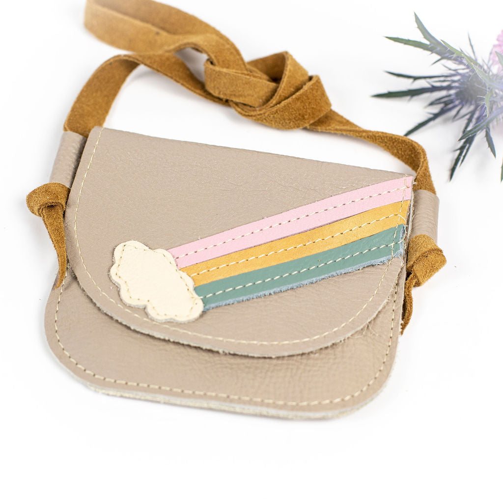 Rainbow on Beige Leather PURSE Toddler & Kids