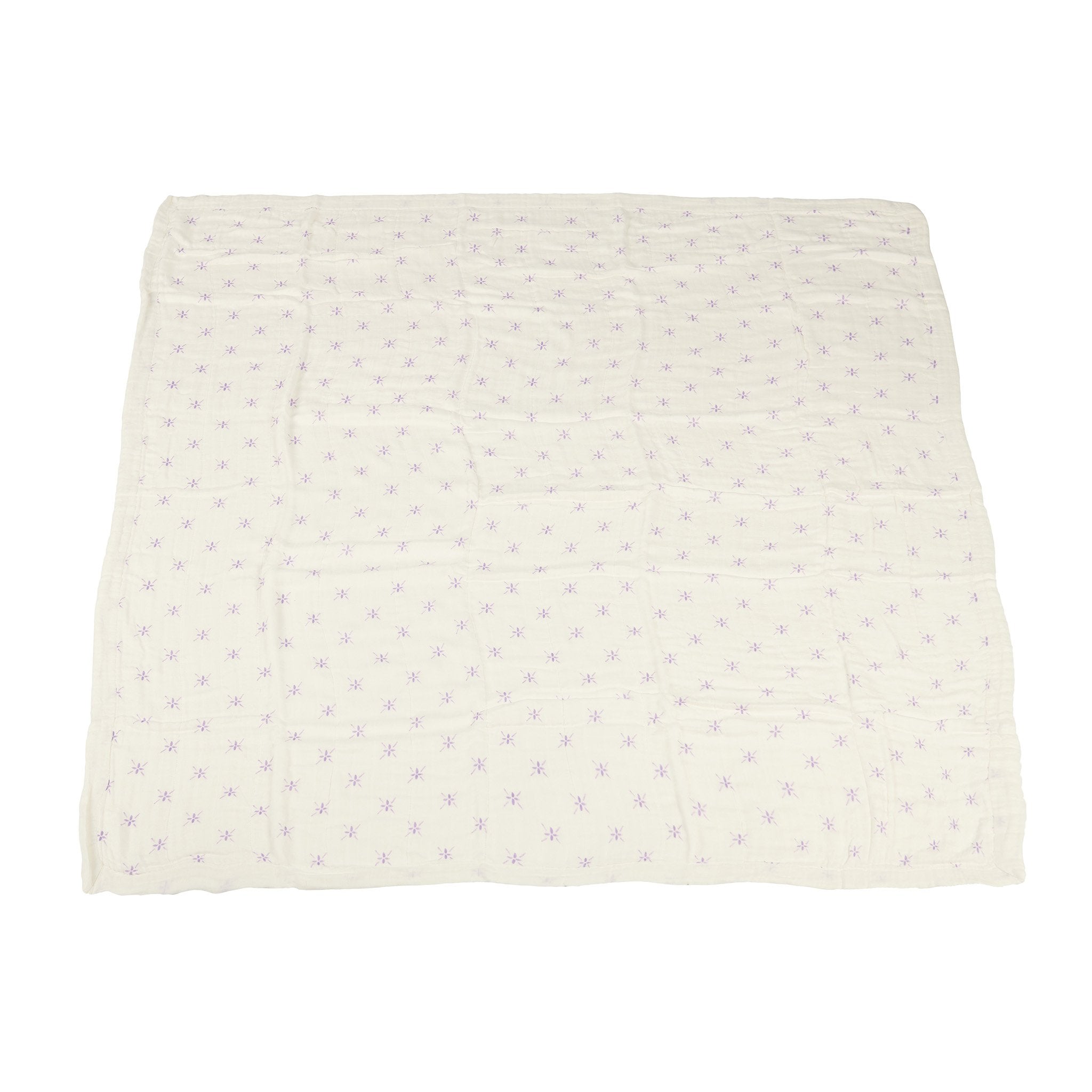 Lavender Flower and White Bamboo Muslin Newcastle Blanket