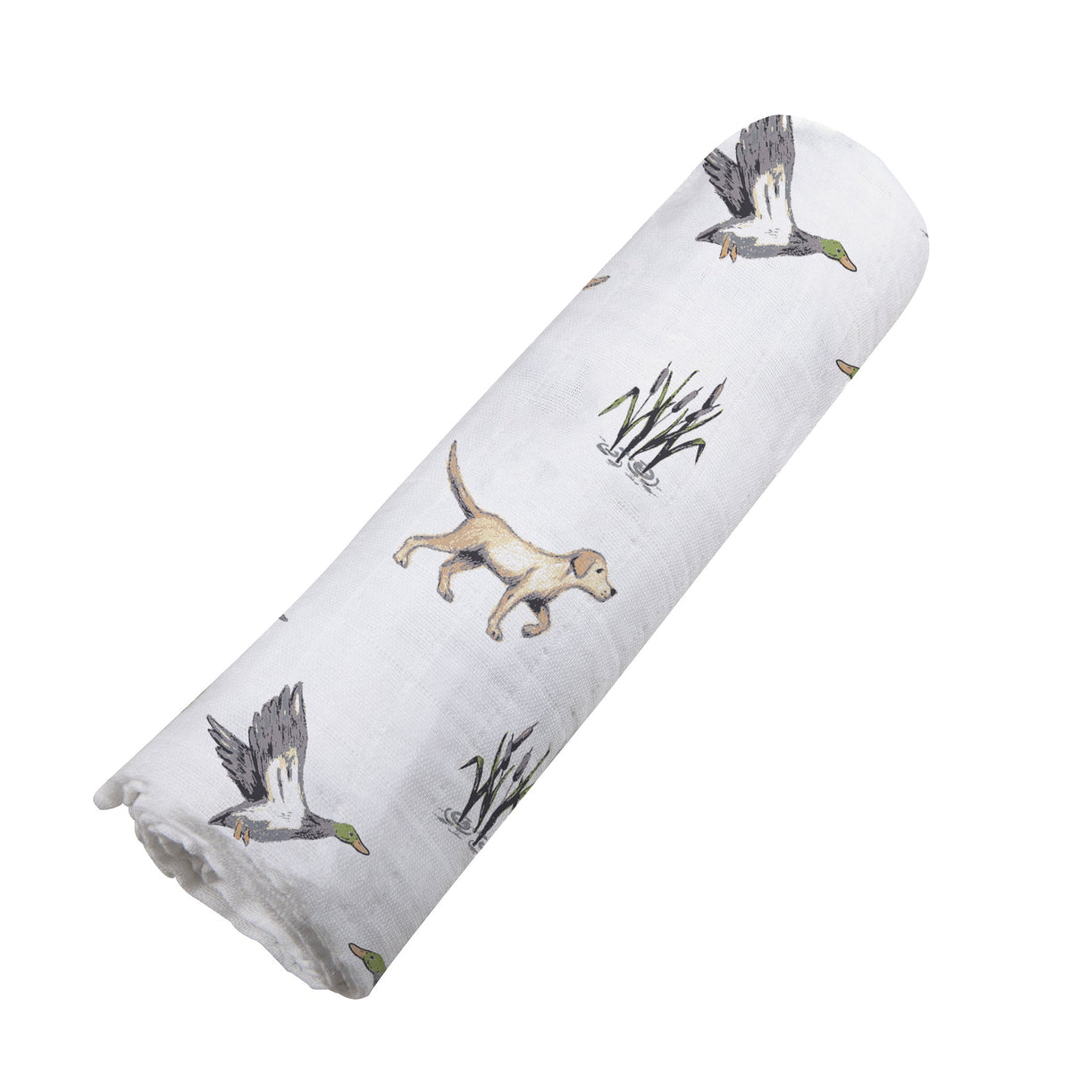 Lab and Ducks Bamboo Swaddle