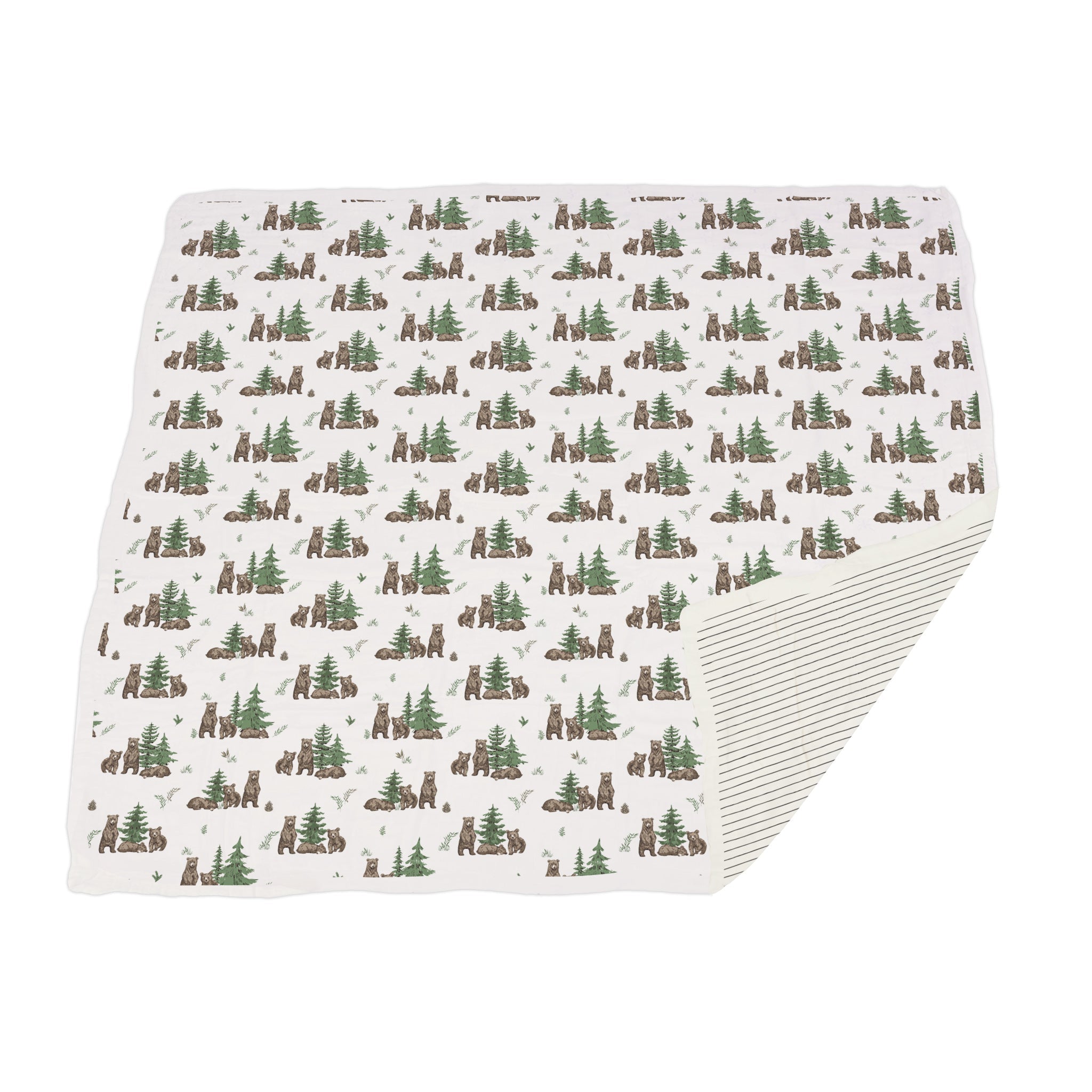 Wilderness Bear & Pencil Stripe Bamboo Newcastle Blanket