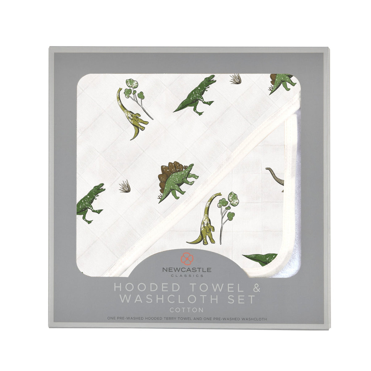 Dino Days Cotton Hooded Towel and Washcloth Set