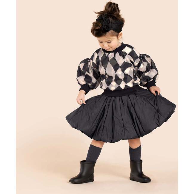 Girls Quilted Nylon Skirt - Black