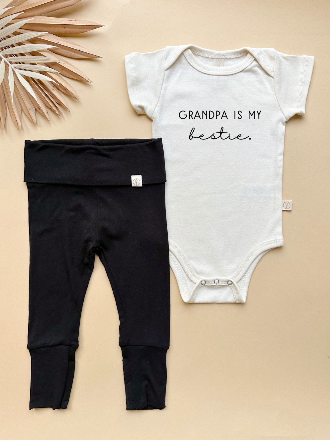 Grandpa is my Bestie - Black Leggings Outfit Set Bundle