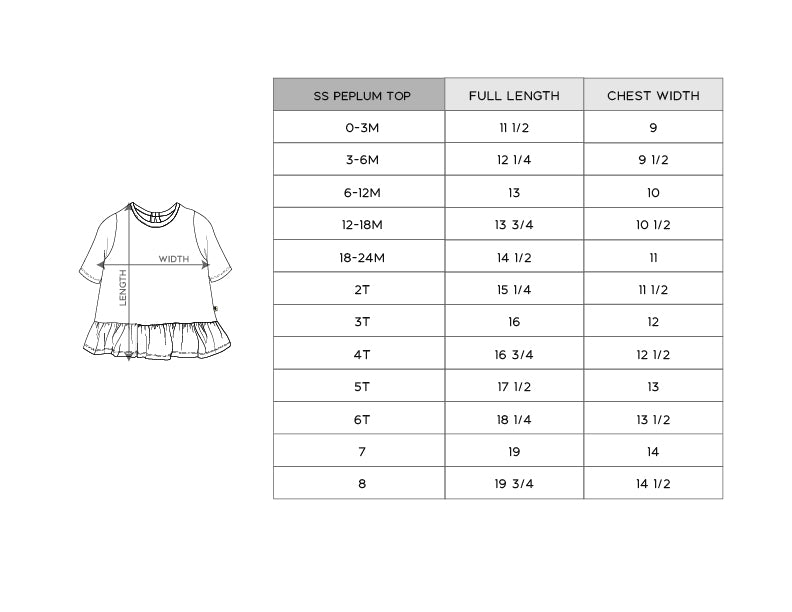 Girl's Short Sleeve Peplum Top