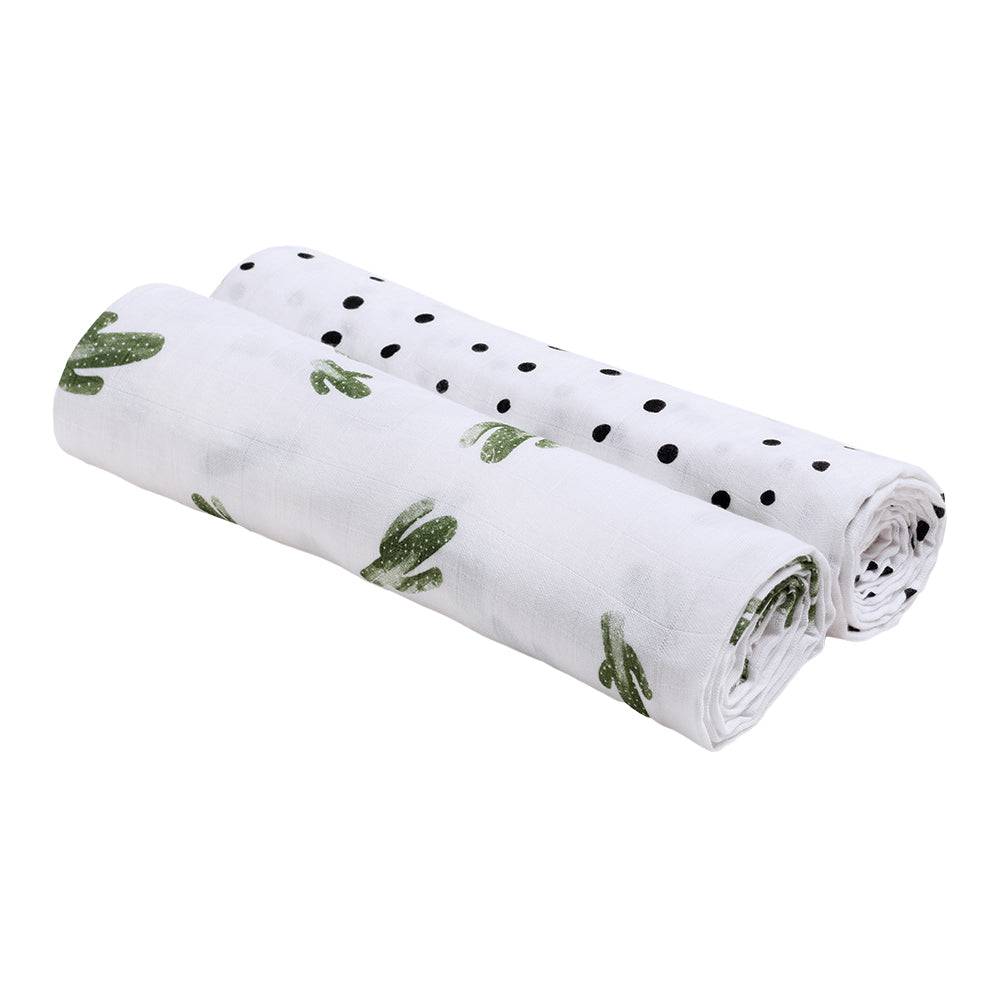 Muslin Swaddle Blanket Set Oh So Soft Saguaro + Dottie Swaddle Blanket Bebe au Lait