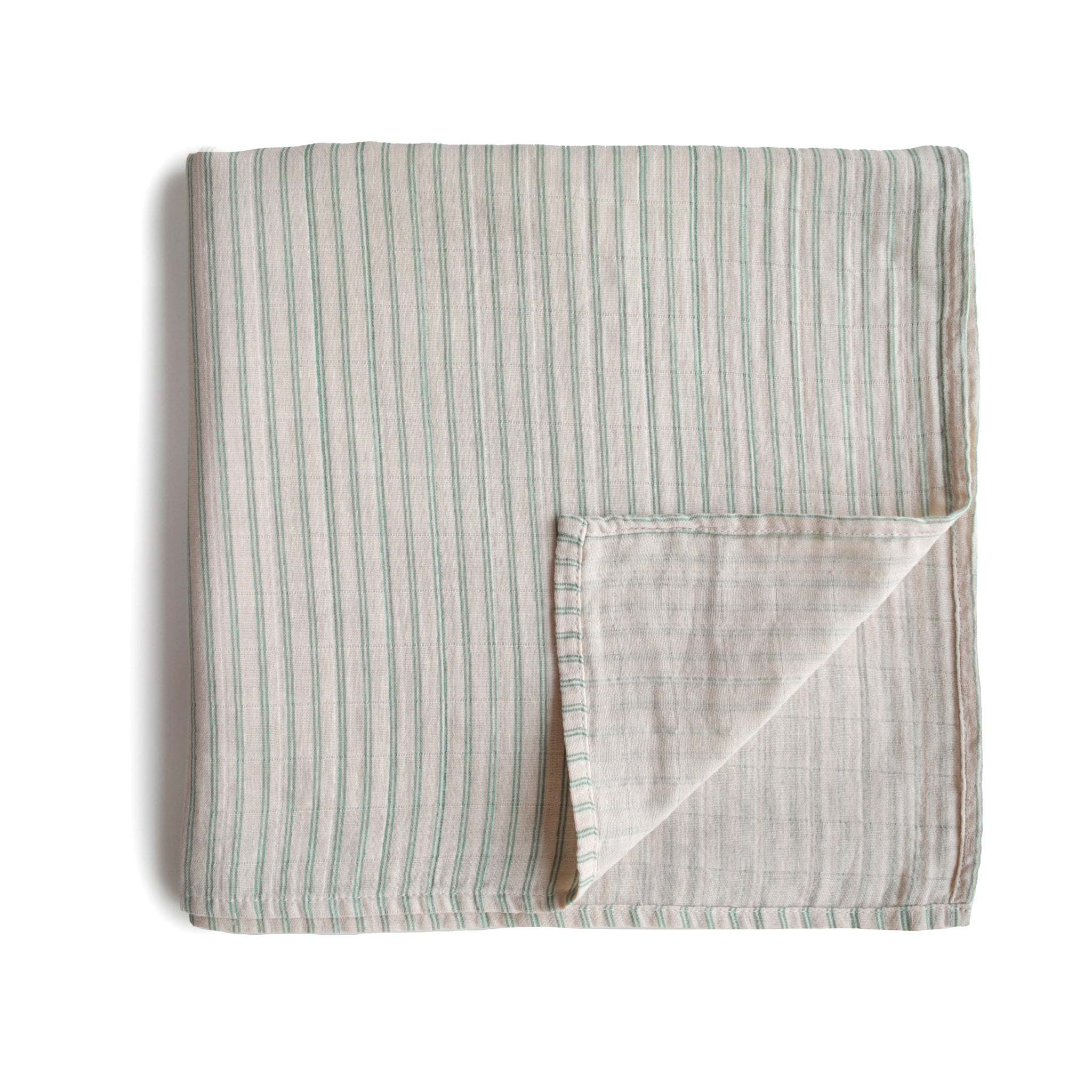 Organic Cotton Muslin Swaddle Blanket Swaddle Mushie Sage Stripe