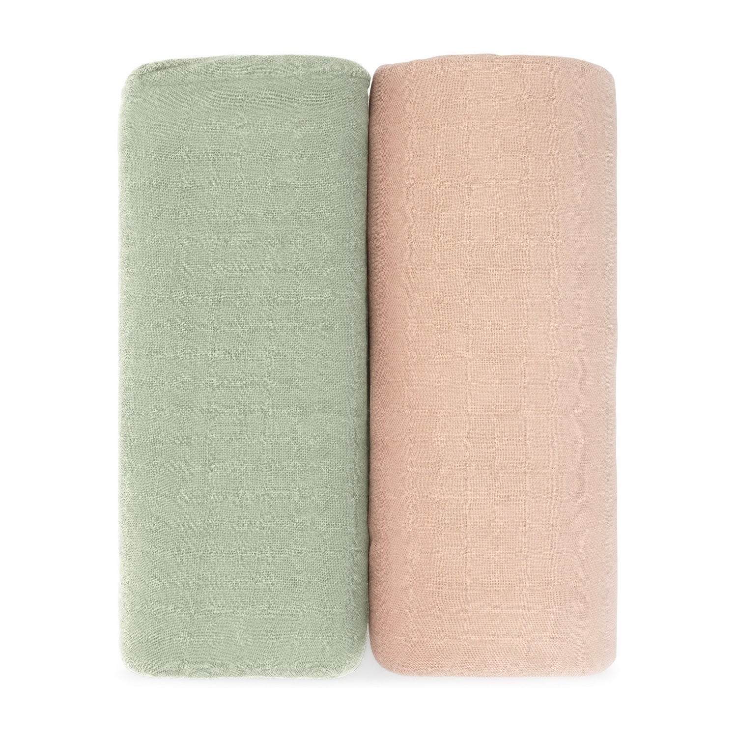 Muslin Swaddle Blanket in Sage & Blush, 2 Pack