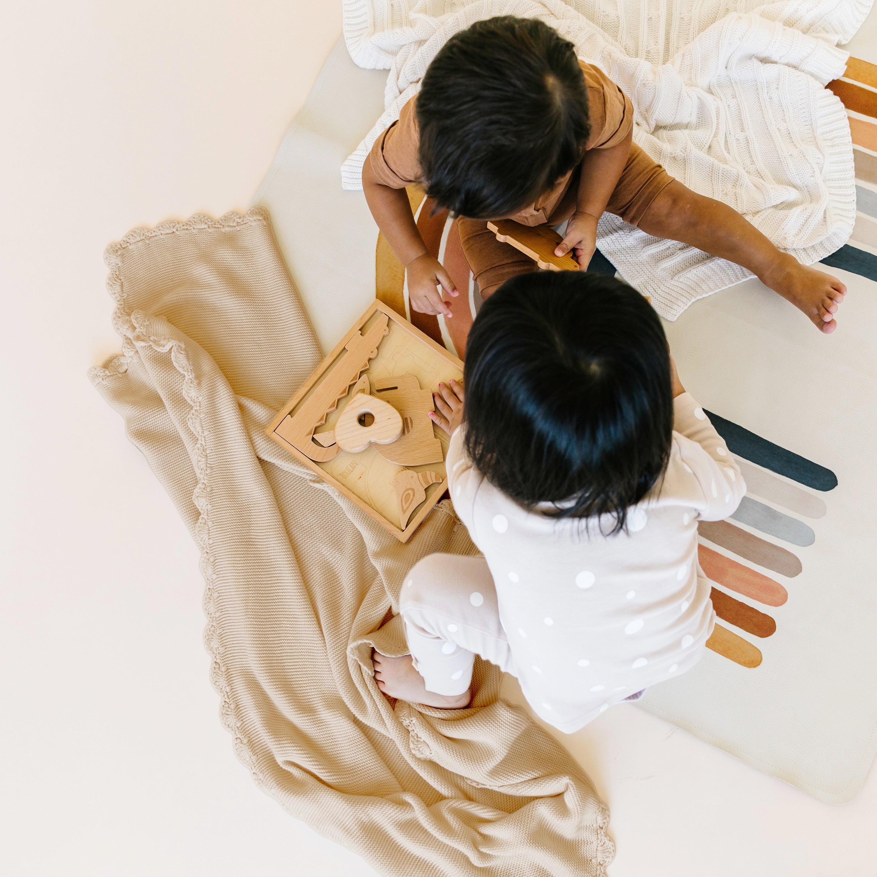 Organic Cotton Scalloped Baby Knit Blanket - Sand