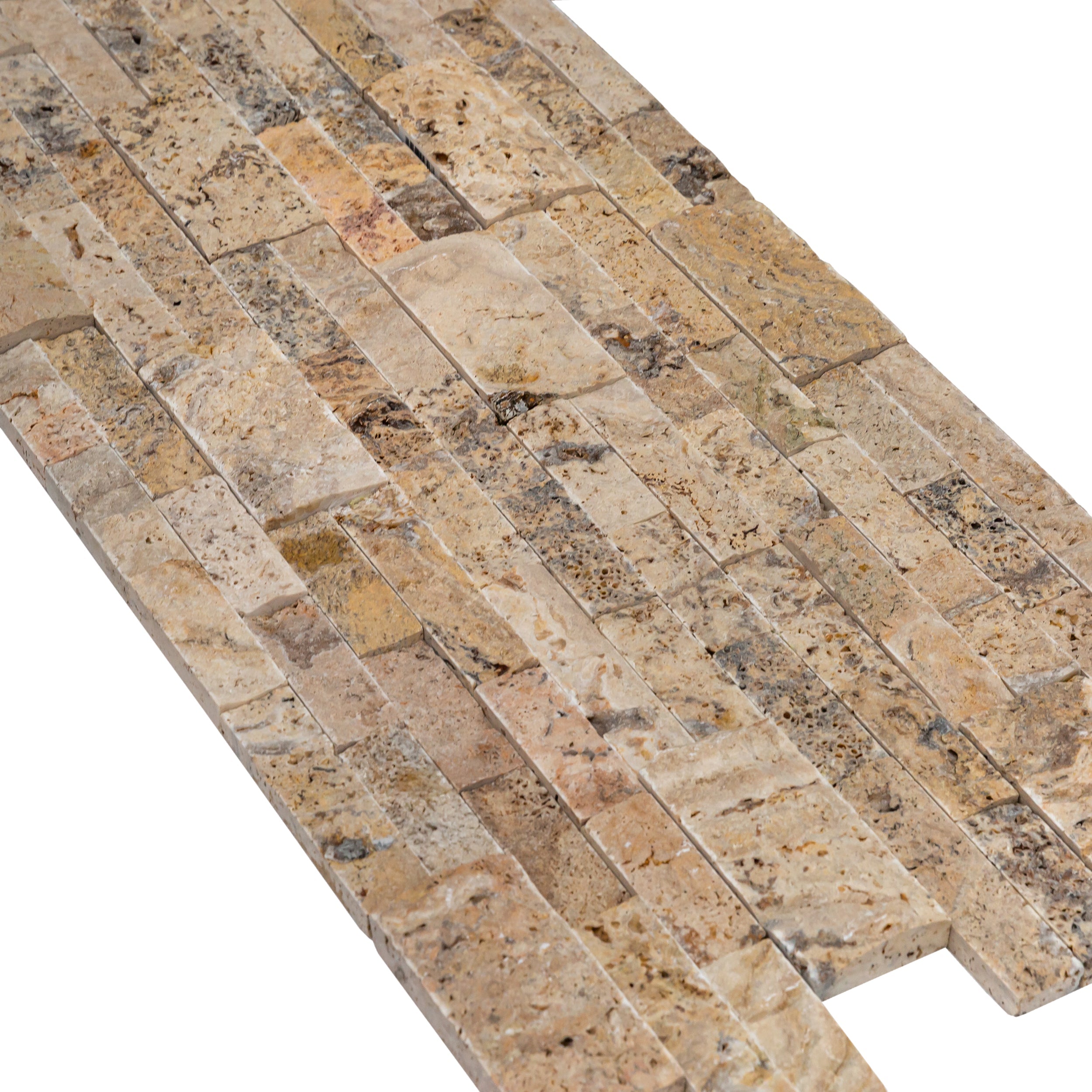 Scabos Ledger 3D Panel 6"x24" Split-face Natural Travertine Wall Tile - Belair Collection