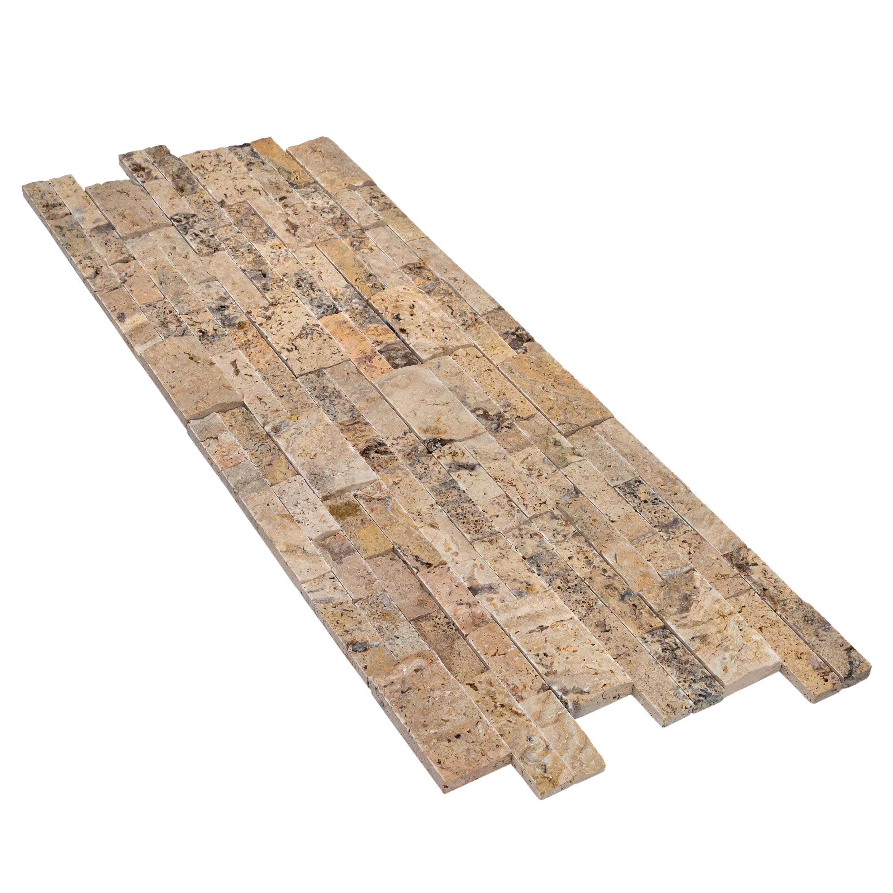 Scabos Ledger 3D Panel 6"x24" Split-face Natural Travertine Wall Tile - Belair Collection